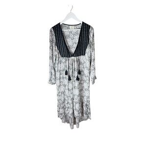 Bedouin Life Concepts Black and White Tassel Boho Dress Sz M‎